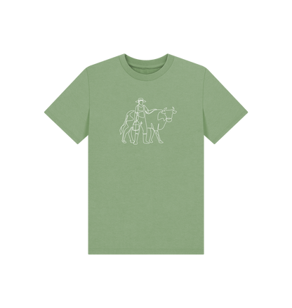 Sage Kid's Cow Organic Cotton Basic Tee (White)