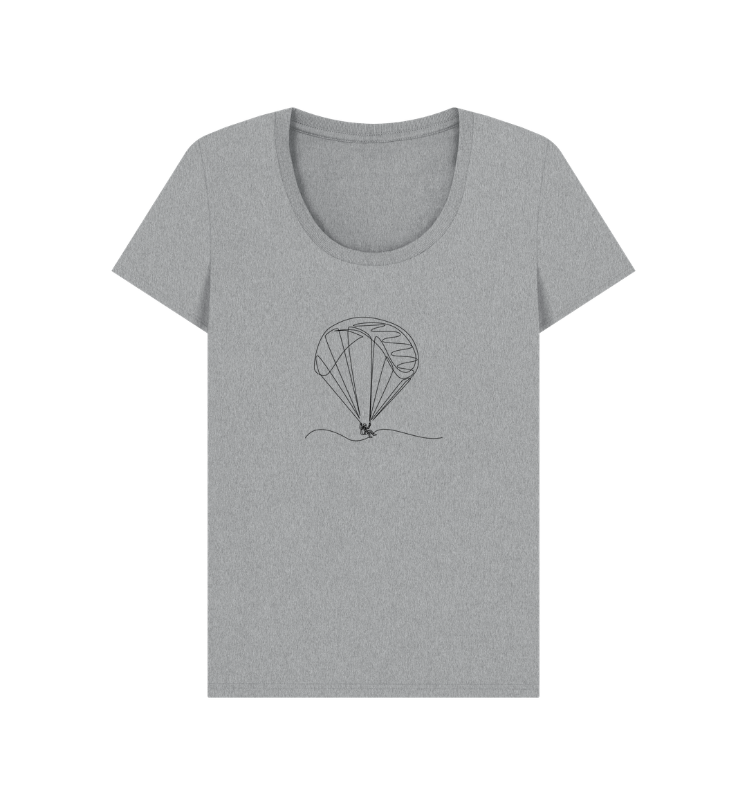 Athletic Grey Women's Parachute Organic Cotton Scoop Neck Tee (Black)