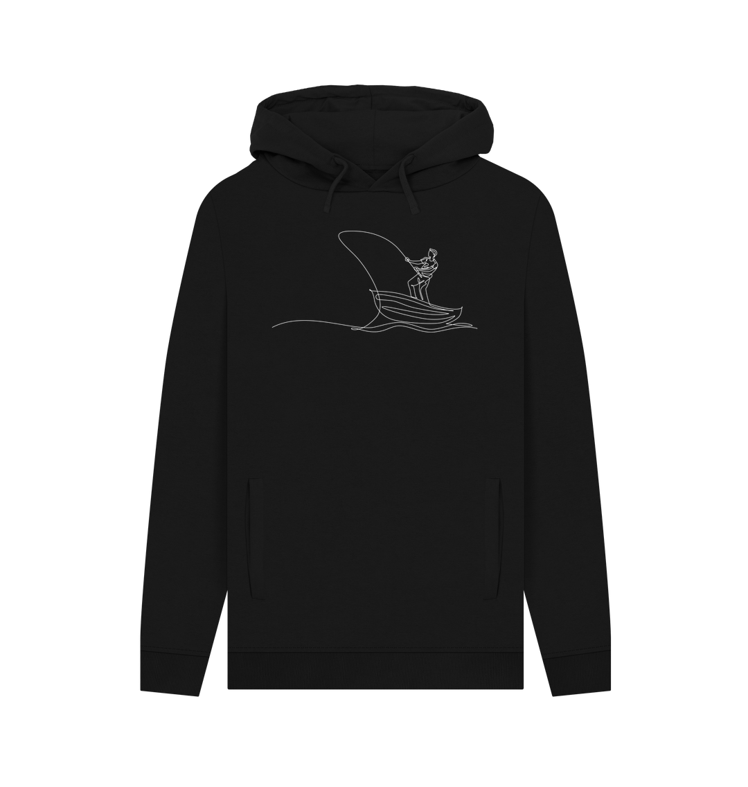 Black Men's Fisherman Organic Cotton Pullover Hoodie (White)