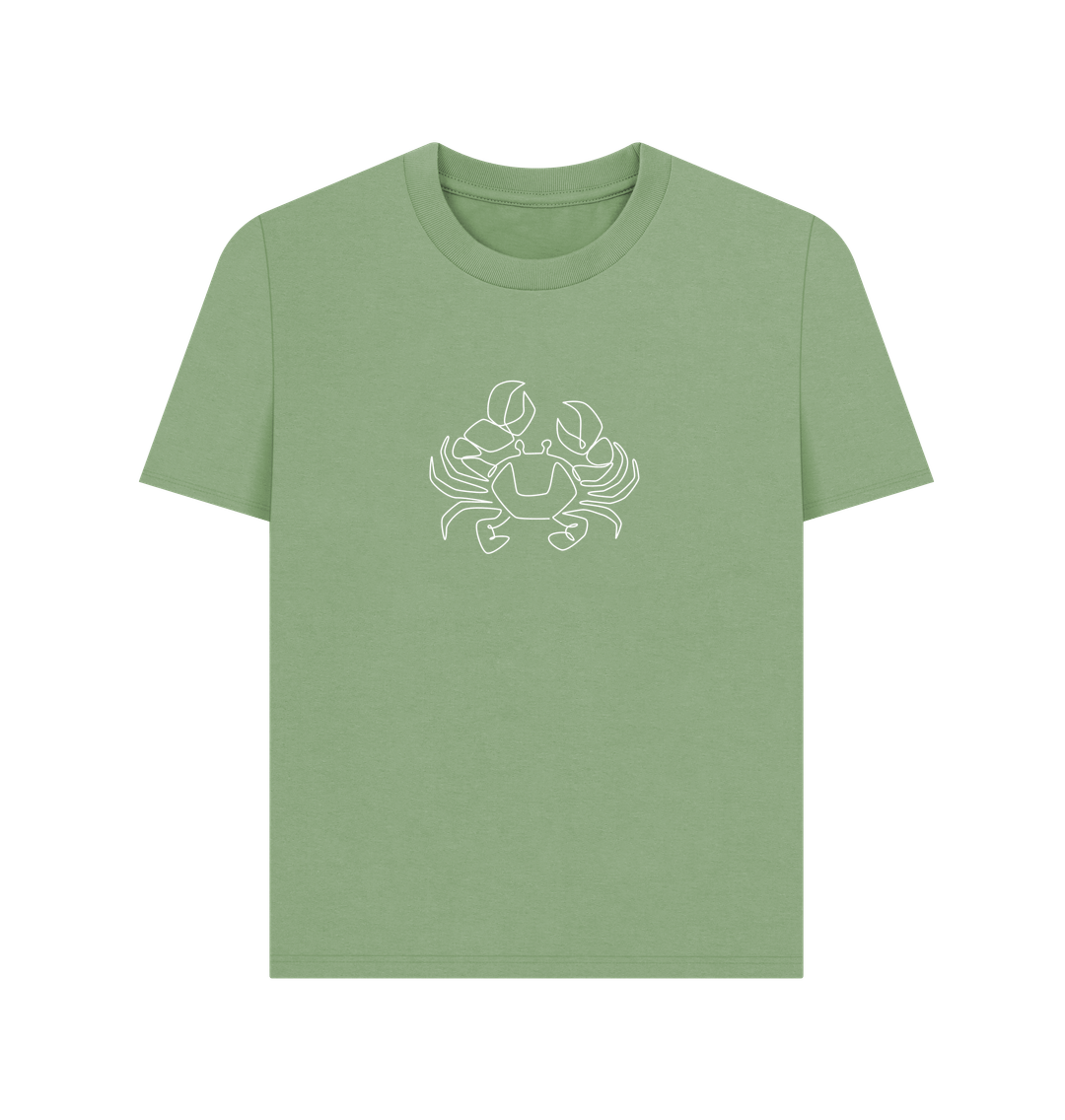 Sage Women's Crab Organic Cotton Basic Tee (White)