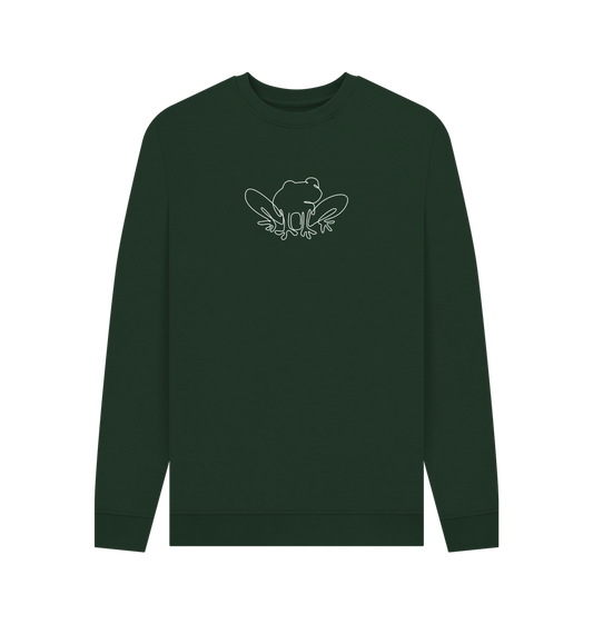 Evergreen Men's Frog Organic Cotton Crewneck Sweater (White)