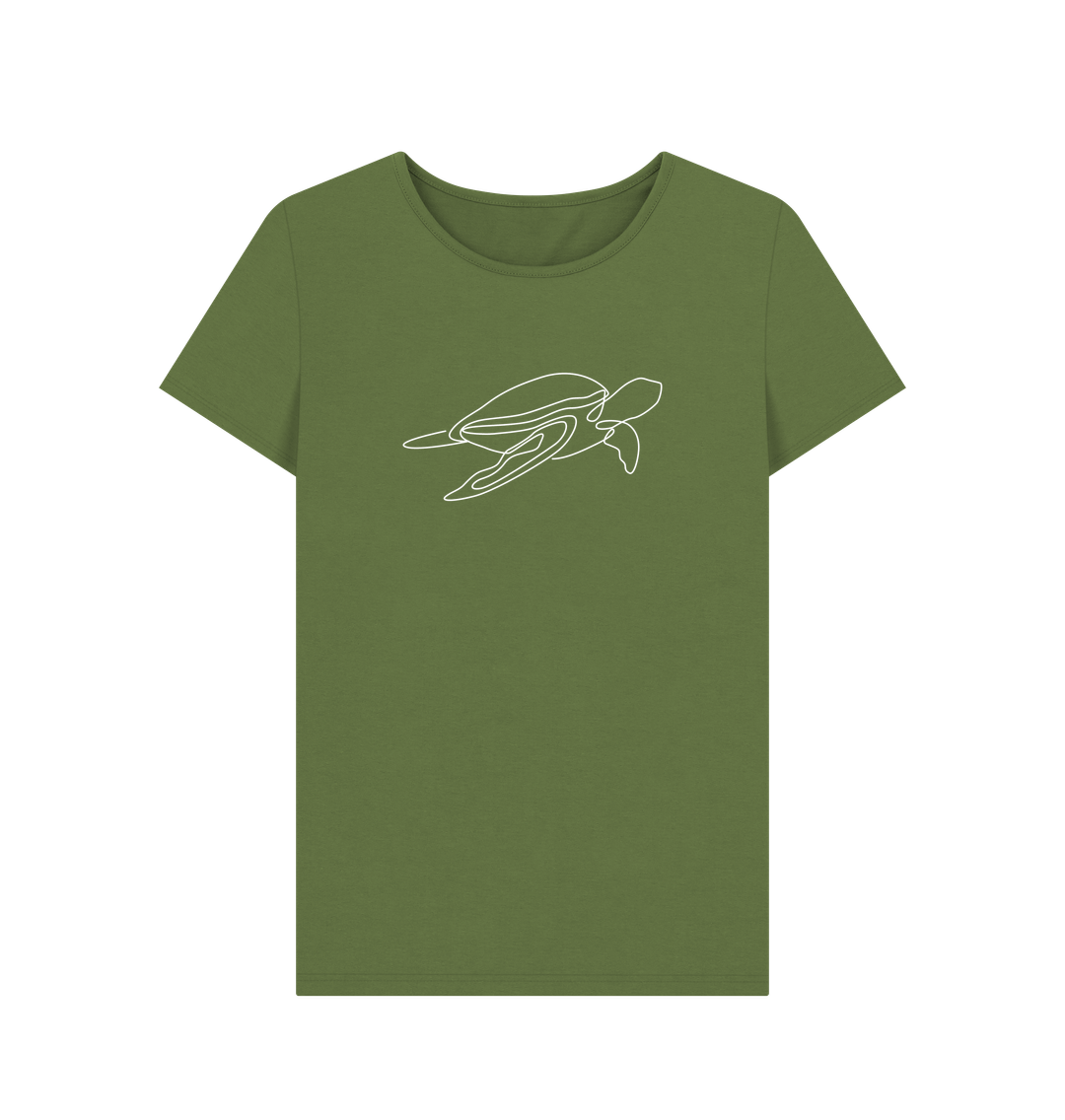 Khaki Women's Sea Organic Cotton Crewneck Tee (White)