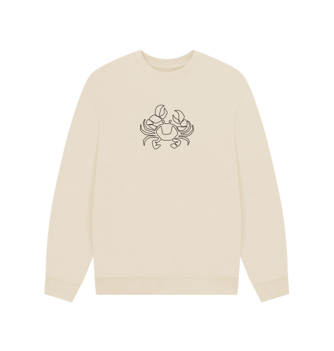 Oat Men's Crab Organic Cotton Oversized Crewneck - Black Design