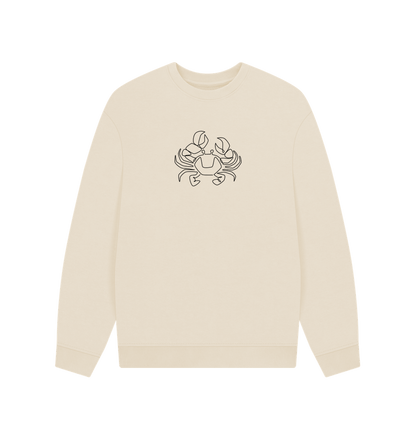 Oat Men's Crab Organic Cotton Oversized Crewneck - Black Design