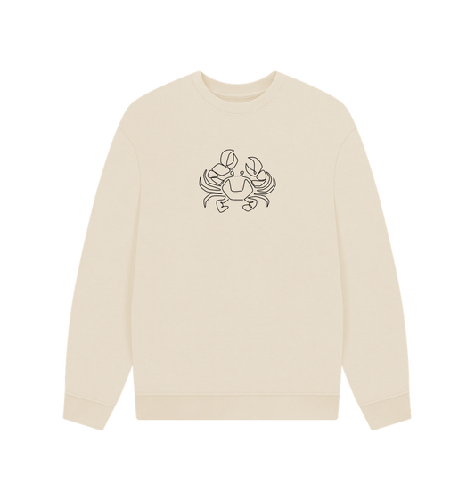 Oat Men's Crab Organic Cotton Oversized Crewneck - Black Design