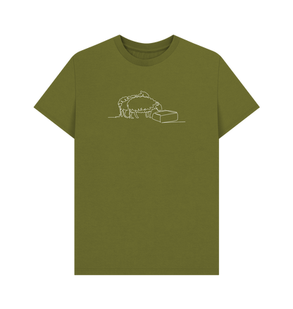 Moss Green Men's Sheep Organic Cotton Basic Tee (White)