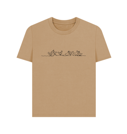 Sand Women's Chickens Organic Cotton Basic Tee (Black)