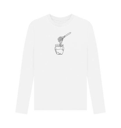 White Men's Honey Organic Cotton Long Sleeve Tee (Black)