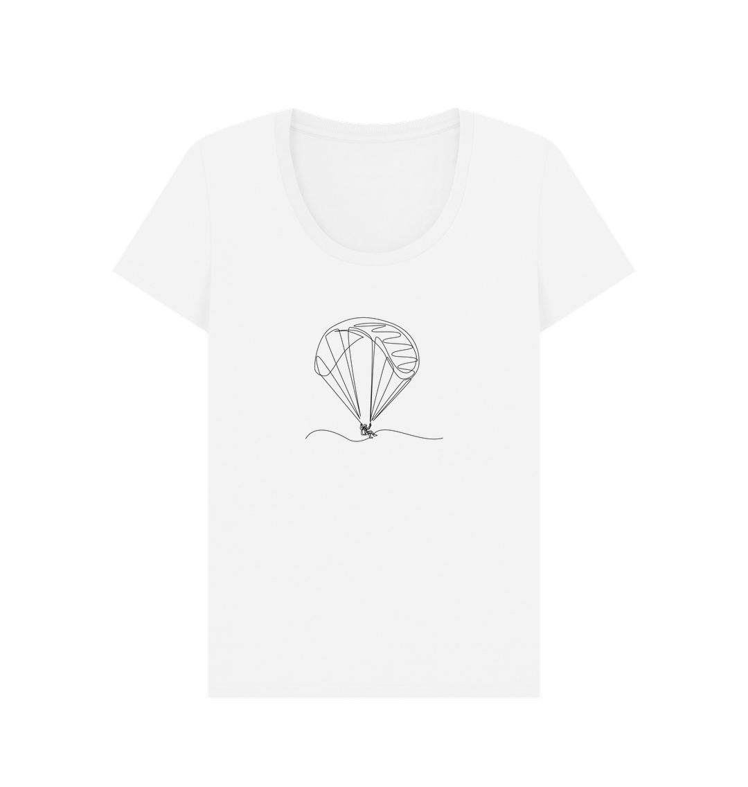 White Women's Parachute Organic Cotton Scoop Neck Tee (Black)