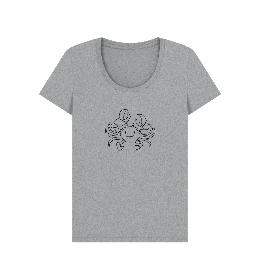 Athletic Grey Women's Crab Organic Cotton Scoop Neck Tee (Black)