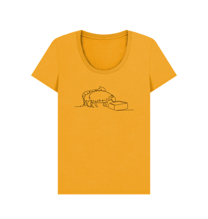 Mustard Women's Sheep Organic Cotton Scoop Neck Tee (Black)