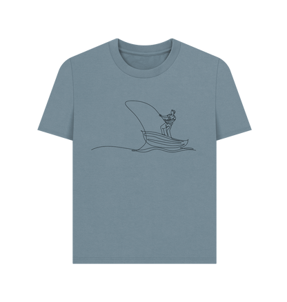 Stone Blue Women's Fisherman Organic Cotton Basic Tee (Black)