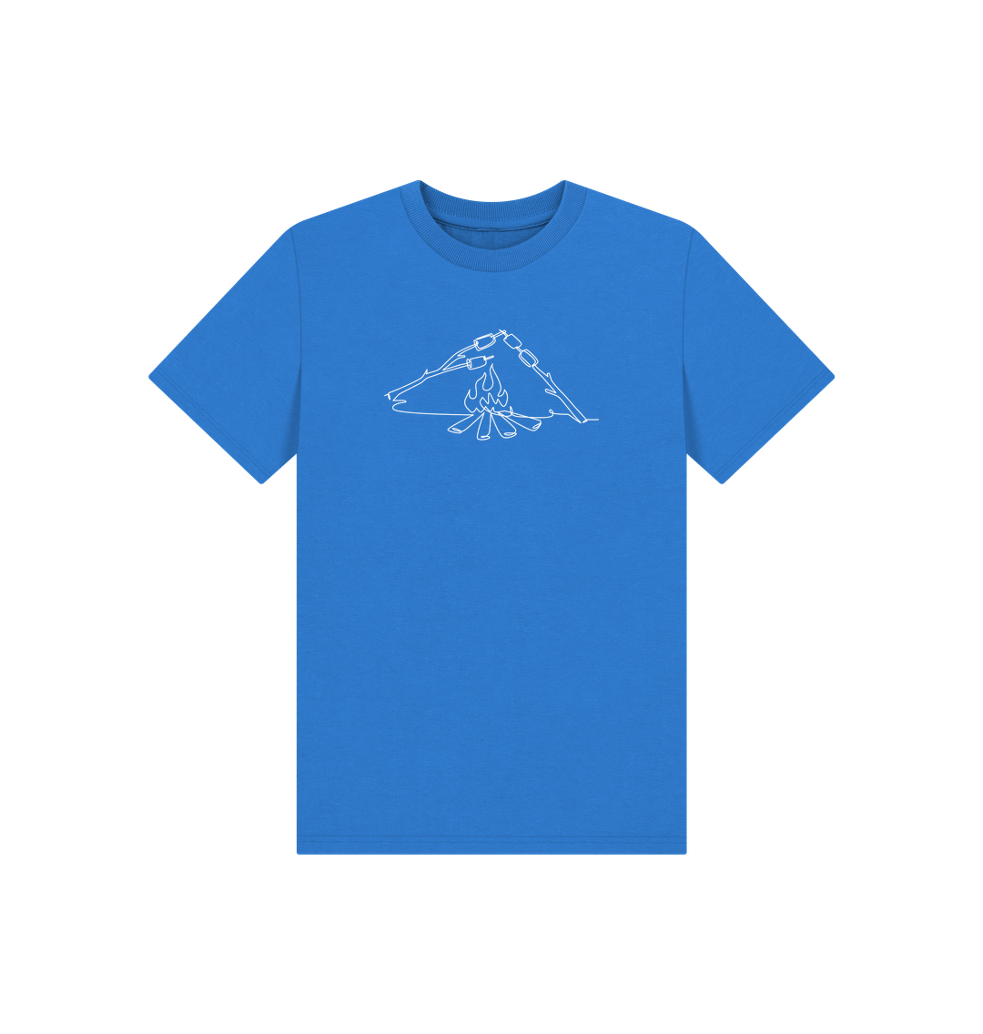 Bright Blue Kid's S'mores Organic Cotton Basic Tee (White)