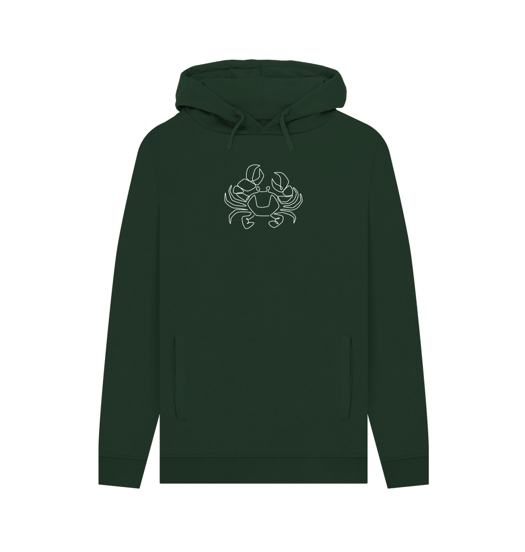 Evergreen Men's Crab Organic Cotton Pullover Hoodie (White)