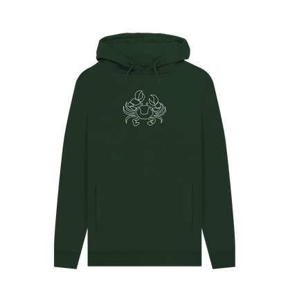 Evergreen Men's Crab Organic Cotton Pullover Hoodie (White)