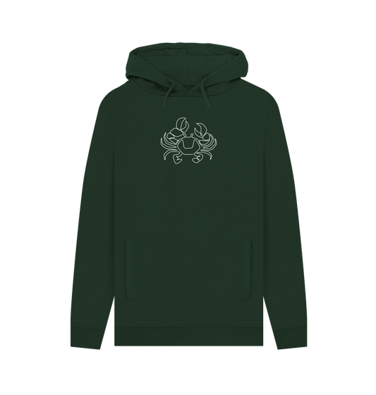 Evergreen Men's Crab Organic Cotton Pullover Hoodie (White)