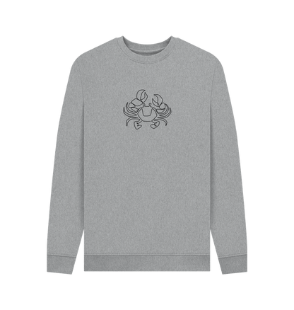 Light Heather Men's Crab Organic Cotton Crewneck Sweater (Black)