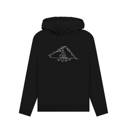 Black Women's S'mores Organic Cotton Pullover Hoodie (White)