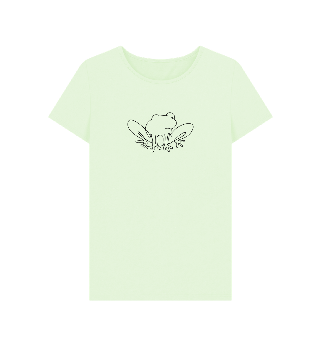 Pastel Green Women's Frog Organic Cotton Crewneck Tee (Black)