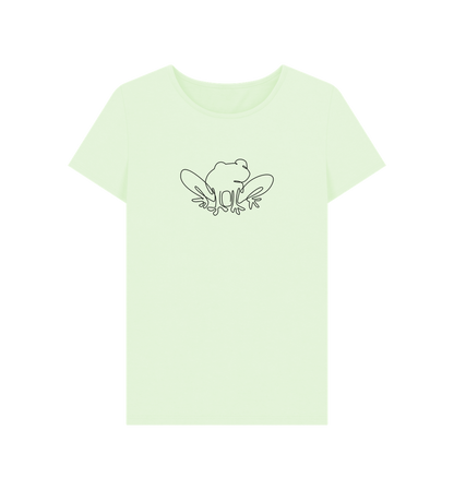 Pastel Green Women's Frog Organic Cotton Crewneck Tee (Black)