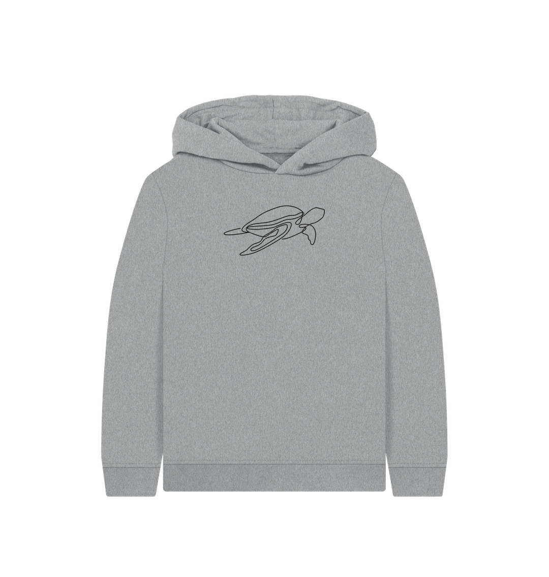 Athletic Grey Kid's Sea Turtle Organic Cotton Pullover Hoodie (Black)