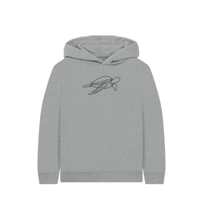 Athletic Grey Kid's Sea Turtle Organic Cotton Pullover Hoodie (Black)