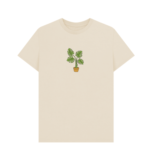 Oat Men's Monstera Organic Cotton Basic Tee - Black Design