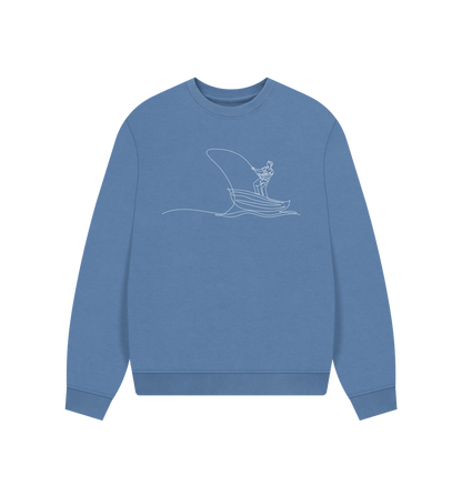 Solent Women's Fisherman Organic Cotton Oversized Crewneck - White Design