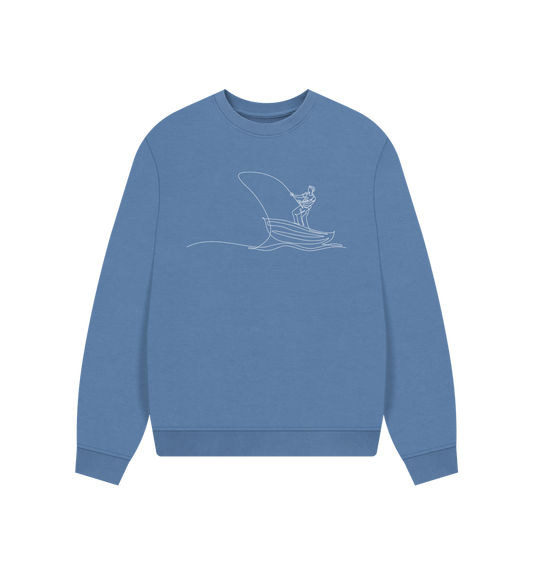 Solent Women's Fisherman Organic Cotton Oversized Crewneck - White Design