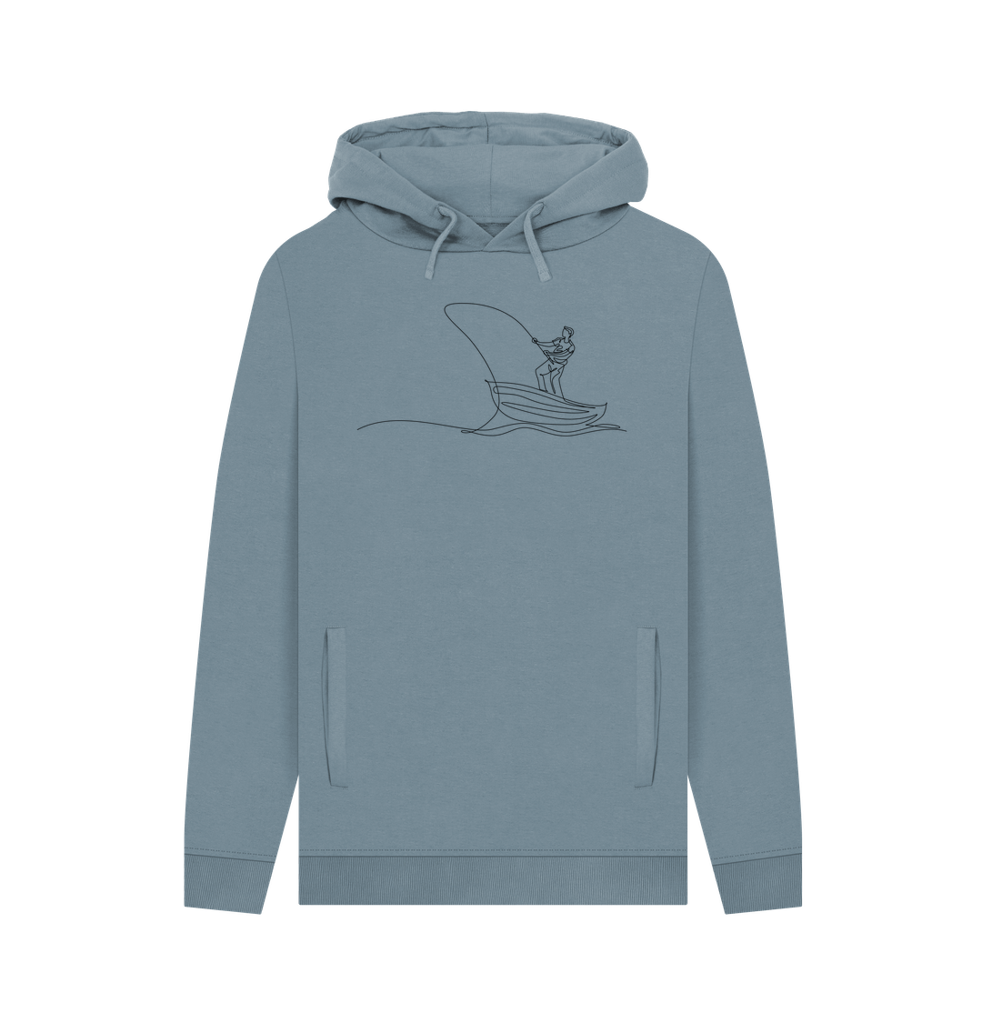 Stone Blue Men's Fisherman Organic Cotton Pullover Hoodie (Black)