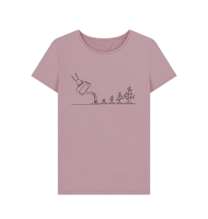 Mauve Women's Gardening Organic Cotton Crewneck Tee (Black)