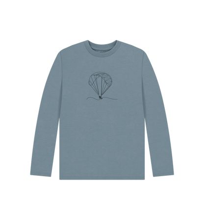 Stone Blue Kid's Parachute Organic Cotton Long Sleeve Tee (Black)