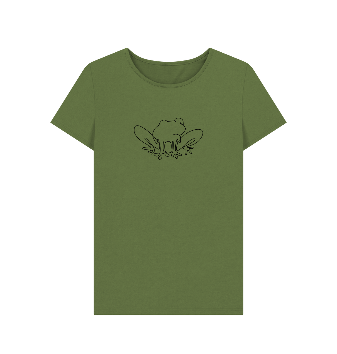 Khaki Women's Frog Organic Cotton Crewneck Tee (Black)