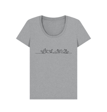 Athletic Grey Women's Chickens Organic Cotton Scoop Neck Tee (Black)