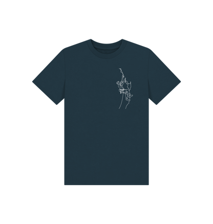 Denim Blue Kid's Climber Basic T-Shirt - White