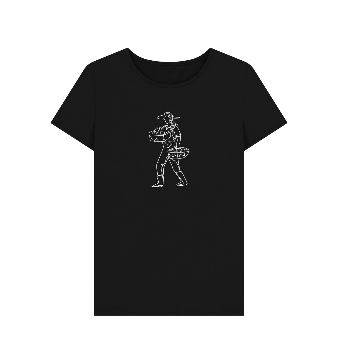 Black Women's Harvest Organic Cotton Crewneck Tee (White)