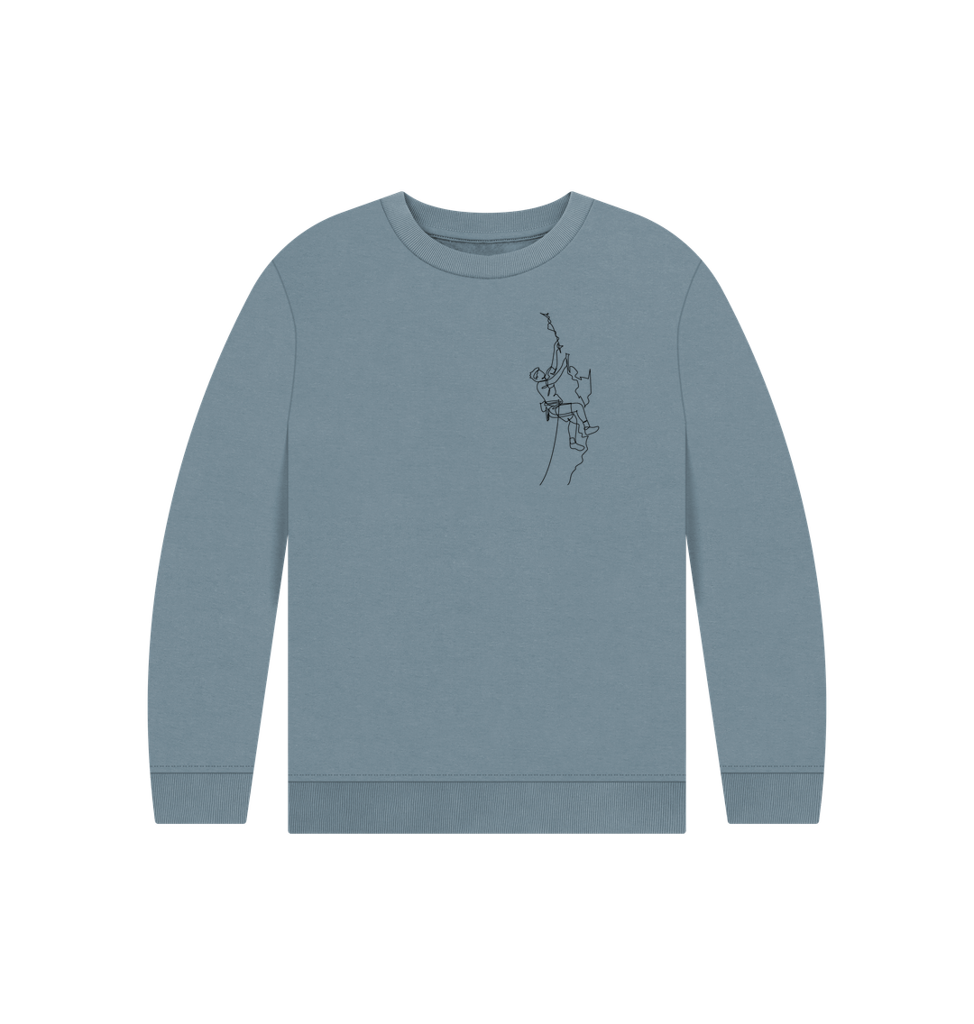 Stone Blue Kid's Climber Organic Cotton Crewneck Sweater (Black)