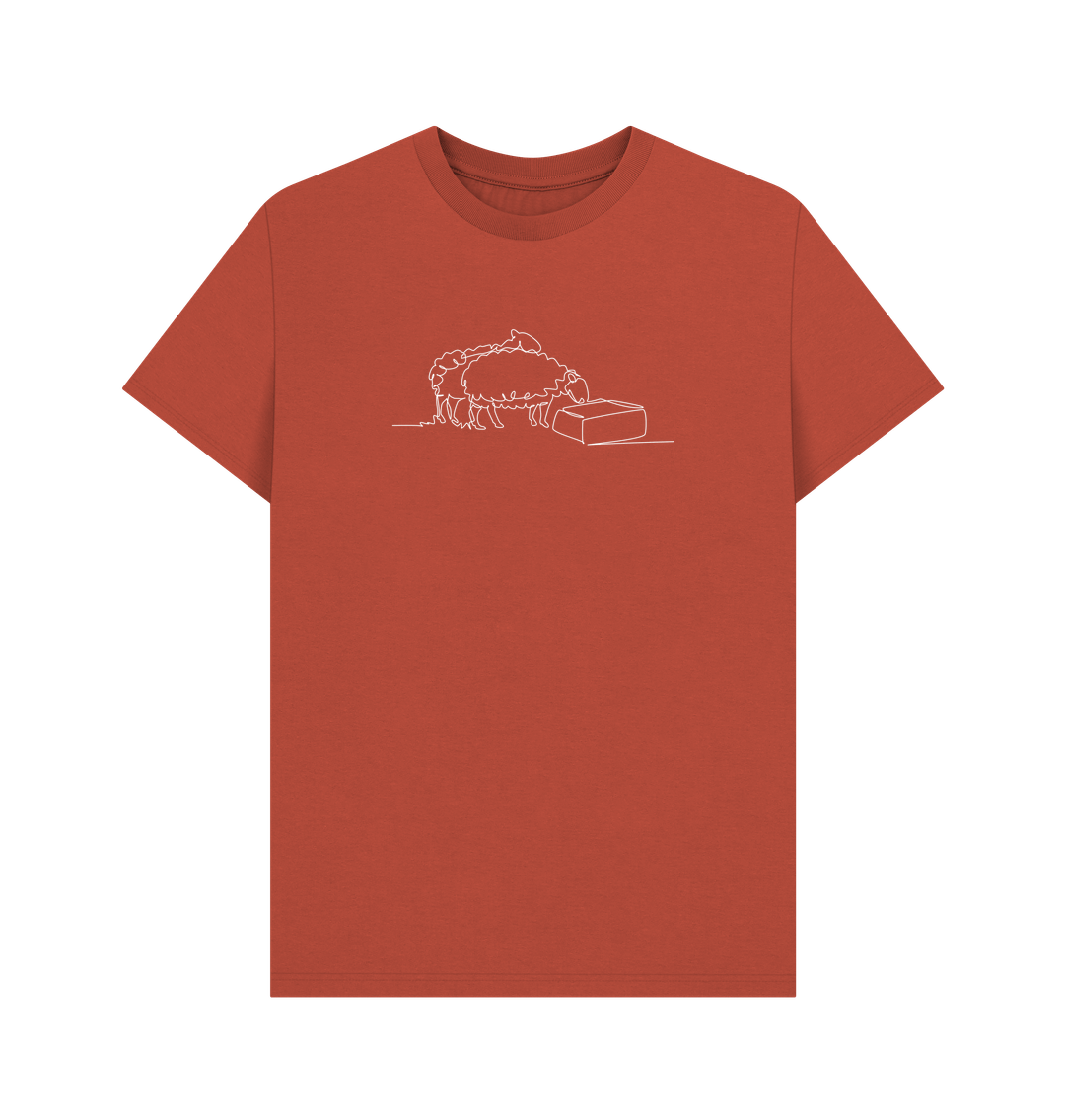 Rust Men's Sheep Organic Cotton Basic Tee (White)