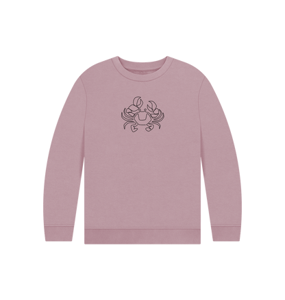 Mauve Kid's Crab Organic Cotton Crewneck Sweater (Black)