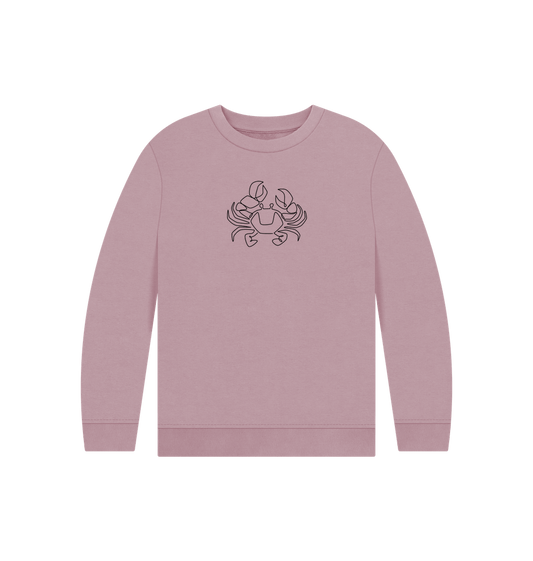 Mauve Kid's Crab Organic Cotton Crewneck Sweater (Black)