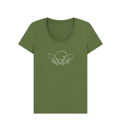 Khaki Women's Frog Organic Cotton Scoop Neck Tee (White)