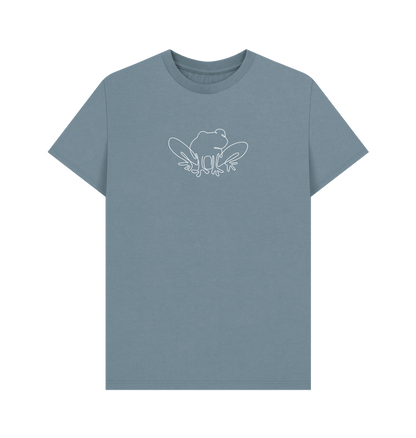 Stone Blue Men's Frog Organic Cotton Basic Tee (White)