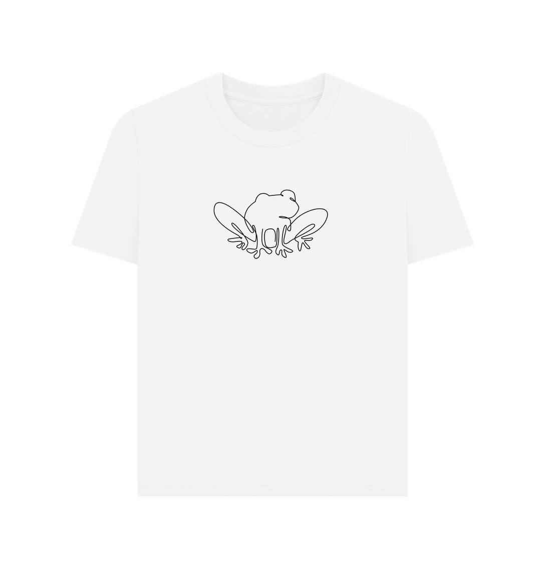 White Women's Frog Organic Cotton Basic Tee (Black)