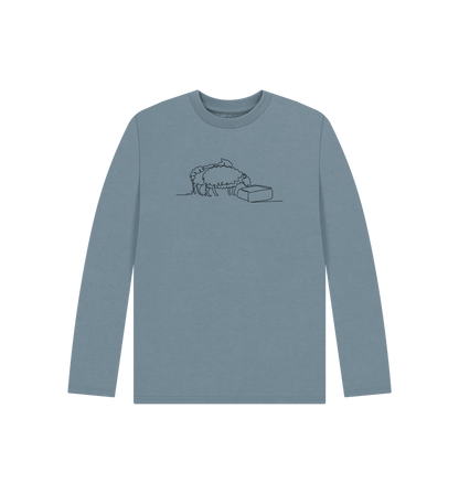 Stone Blue Kid's Sheep Organic Cotton Long Sleeve Tee (Black)