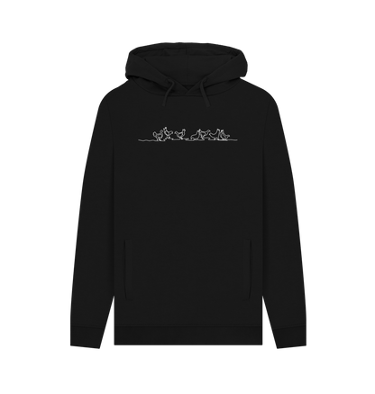 Black Men's Chickens Organic Cotton Pullover Hoodie (White)