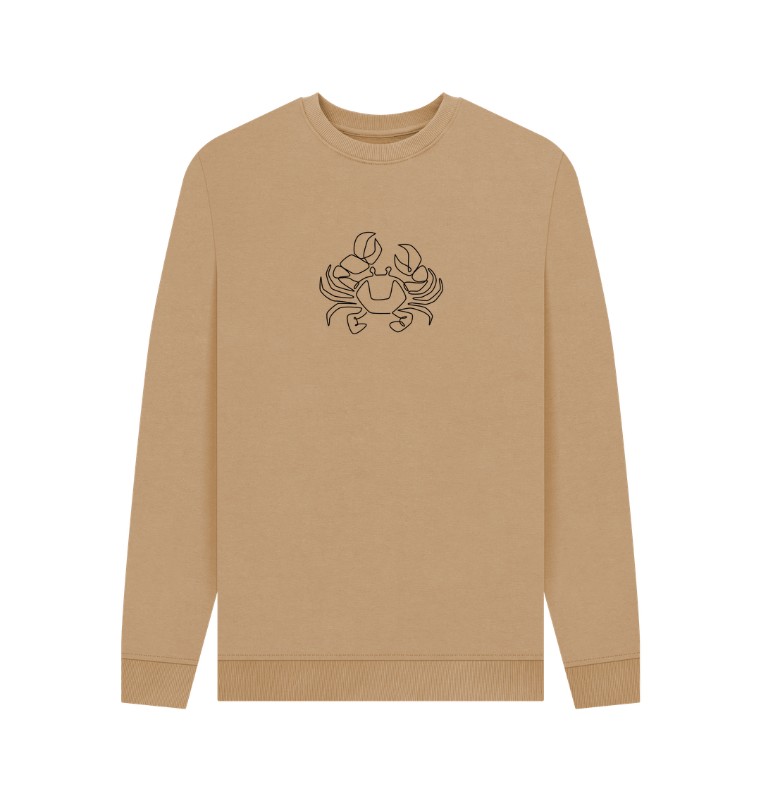 Sand Men's Crab Organic Cotton Crewneck Sweater (Black)