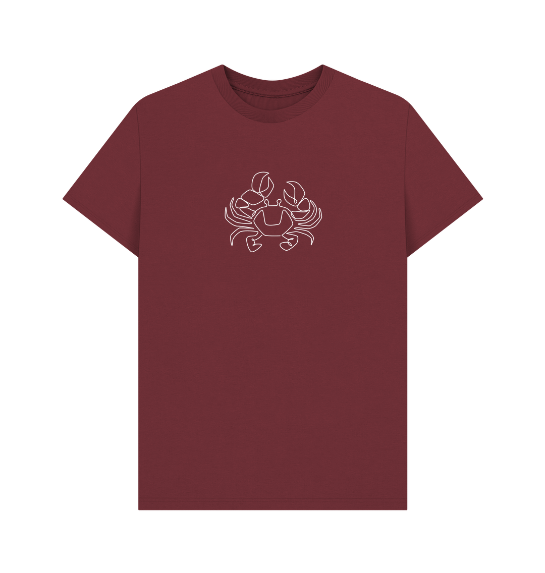 Red Wine Men's Crab Organic Cotton Basic Tee (White)