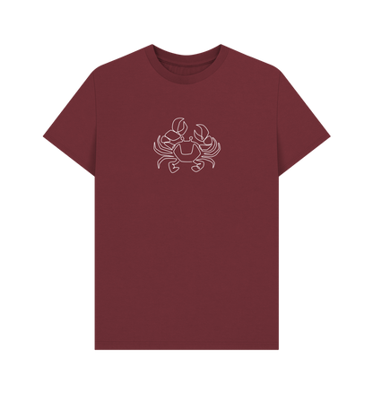 Red Wine Men's Crab Organic Cotton Basic Tee (White)