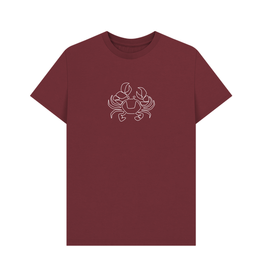 Red Wine Men's Crab Organic Cotton Basic Tee (White)