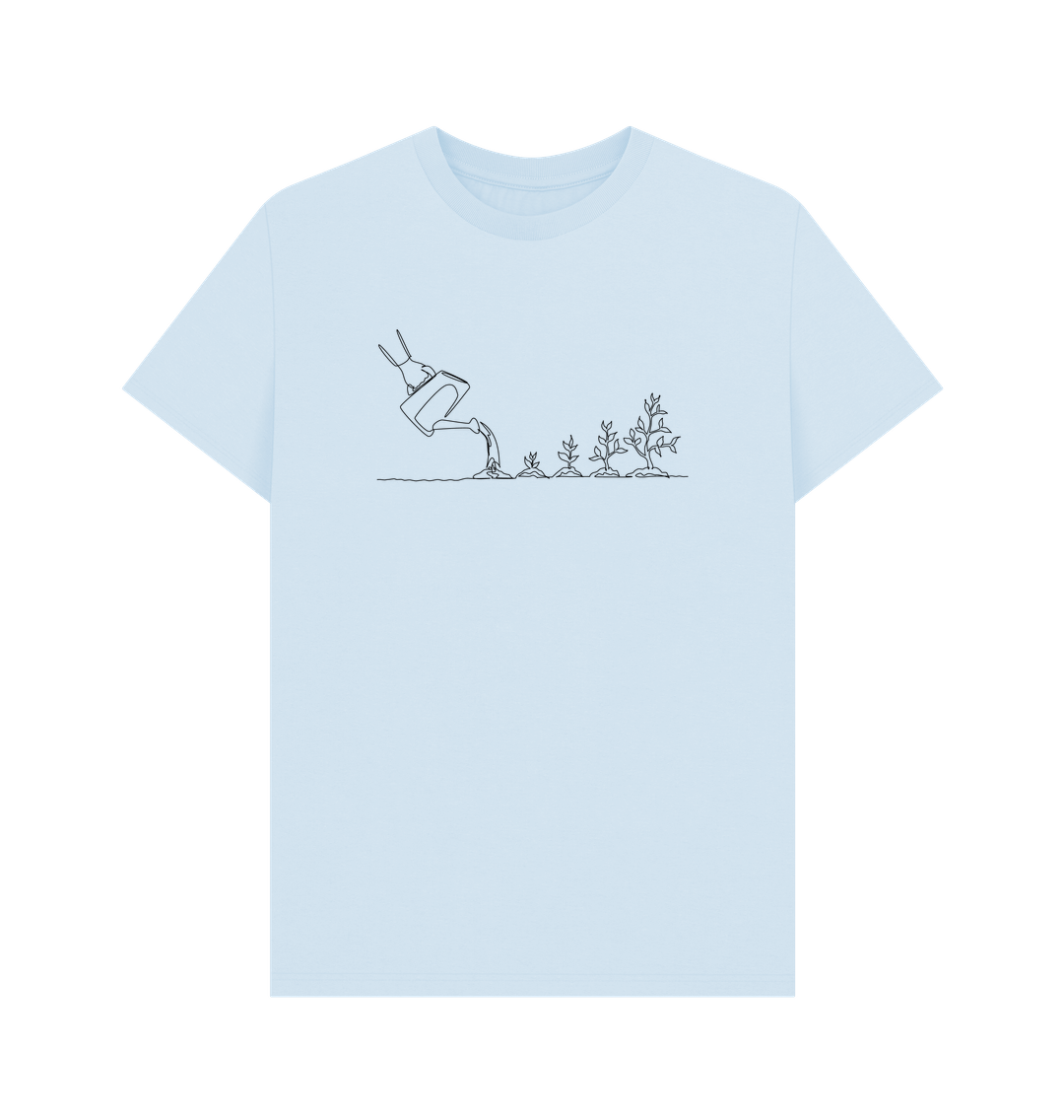 Sky Blue Men's Gardening Organic Cotton Basic Tee (Black)